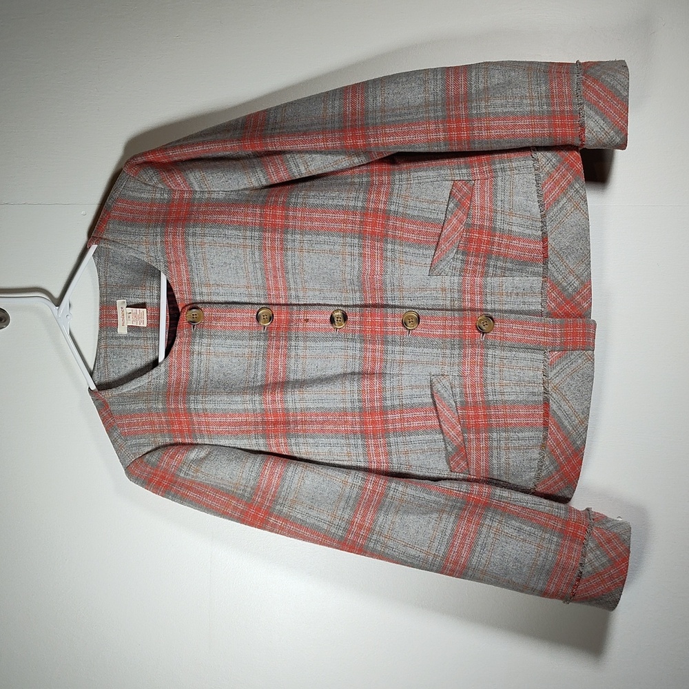 Sundance wool blend gray plaid blazer jacket 6‎